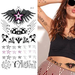 Supperb® Temporary Tattoos - Lucky Stars Tattoos, Stars Meteor Temporary Tattoos